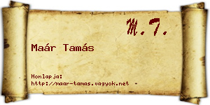 Maár Tamás névjegykártya